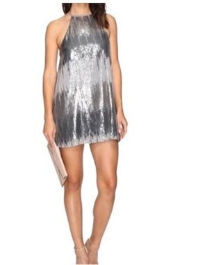 Show Me Your MuMu Silver Sequin Halter Mini Dress